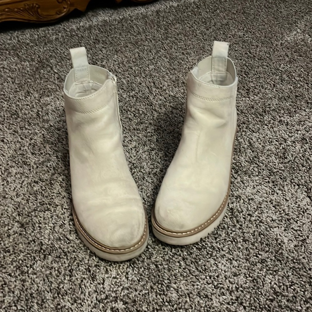 Cream suede booties